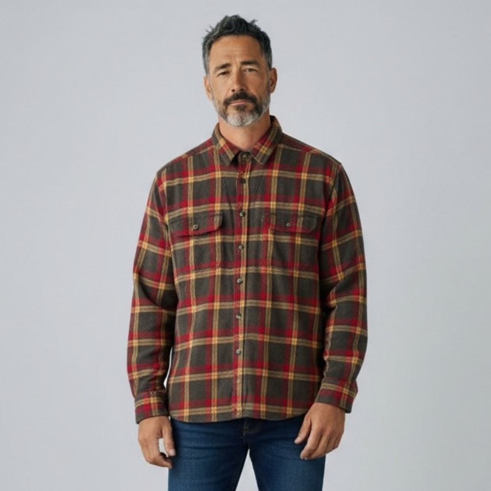 Vintage WOOLRICH Heavy flannel plaid Mens Shirt Large L Lumberjack Western Y2K